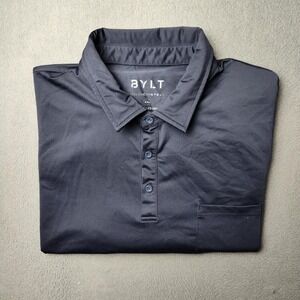 BYLT Drop Cut LUX Polo Shirt Mens XXL 2XL Navy Performance Chest Pocket Golf